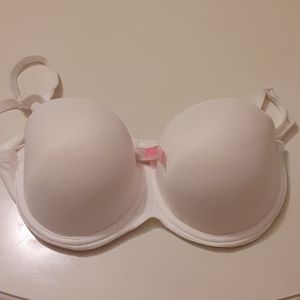 Pink white padded push up bra NWOT